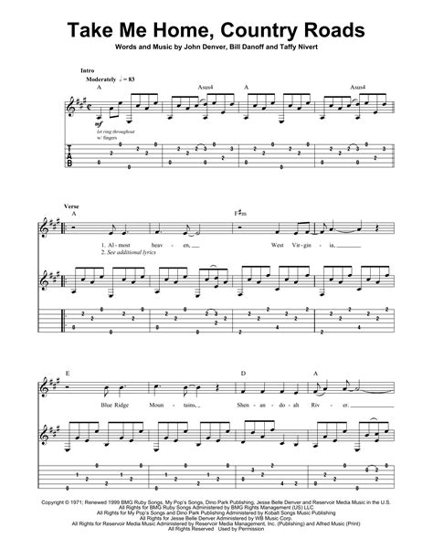 take me home country roads tabs.